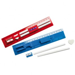Lineal 5-teilig mit  mit 20 cm und 8 inch Skala, Spitzer, Radiergummi und 2 Bleistiften