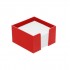 Zettelbox in rot, 85 x 85 x 85 mm inklusive weißem Offsetpapier